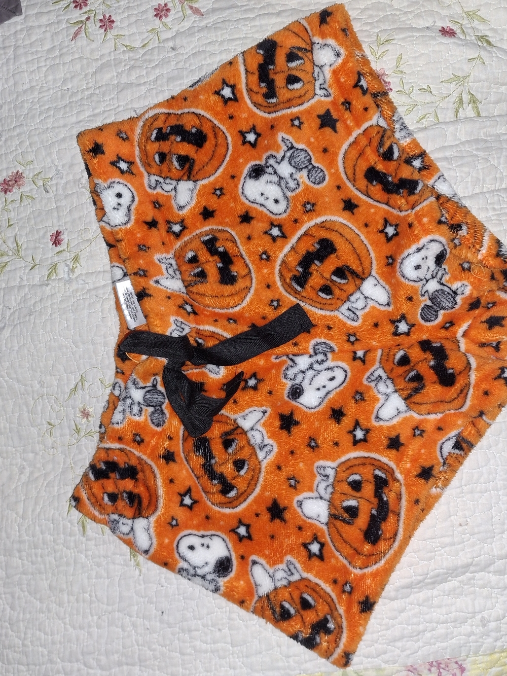 Spencer's Orange Snoopy Pumpkin Fleece Pajama Shorts